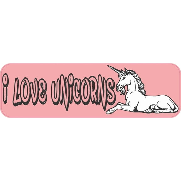 StickerTalk I Love Unicorns Vinyl Sticker, 10 inches x 3 inches