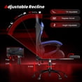 thumbnail image 5 of Frovlni Ergonomic Gaming Chair with Footrest for Adults, Height Adjustable High Back Reclining PU Leather Office Chair with Headrest and Lumbar Support, Black & Blue, 5 of 10