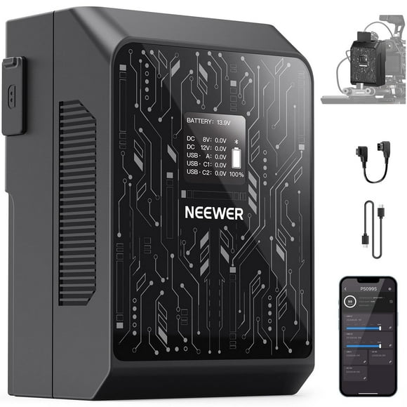 Batería Mini V Mount NEEWER Negra con Control App y Carga Rápida para Cámara y Luz Video