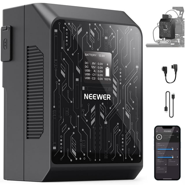 Batería Mini V Mount NEEWER Negra con Control App y Carga Rápida para Cámara y Luz Video