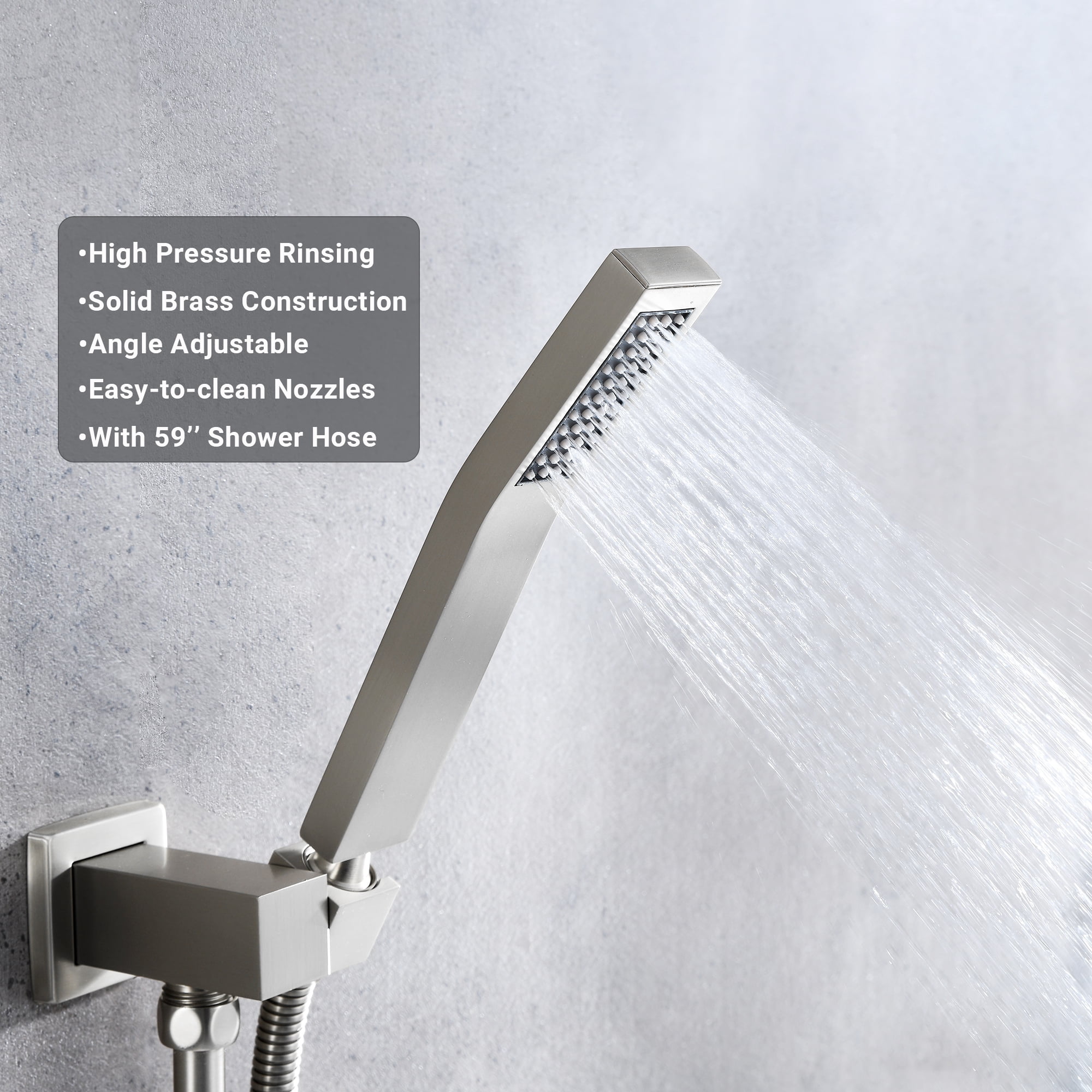 Full Body Shower System with Body Shower Spray Jets, 12'' Ceiling Shower Head System with Jets & Hand Shower, Brushed Nickel Rain Shower System Faucet Set with Jets & Valve