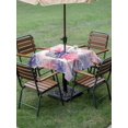 thumbnail image 4 of Outdoor Tablecloth with Umbrella Hole for Patio/Picnic/Party/Camping, Flamingos Waterproof Table Cloth Square Cover Washable, Purple Summer Monstera Leaves Tropical Vintage (60"x 60"), 4 of 9