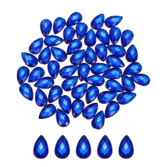 Uxcell 100Pcs Flat Back Acrylic Teardrop Gems 6x10mm Artificial Rhinestones Dark Blue