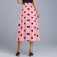 thumbnail image 4 of WTOBBY Women's Summer Casual Vintage Polka Dot Midi Skirt with Concealed Pockets, Flowy A-Line Large Swing Beach Skirt Drape Design for Retro Styling,Pink L, 4 of 5