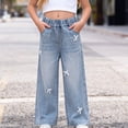 thumbnail image 5 of NAISIBABY Girls Straight Leg Jeans, Casual Fashion Elastic Waist with Pockets Kids Classic Denim Pants Blue Size 3, 5 of 9