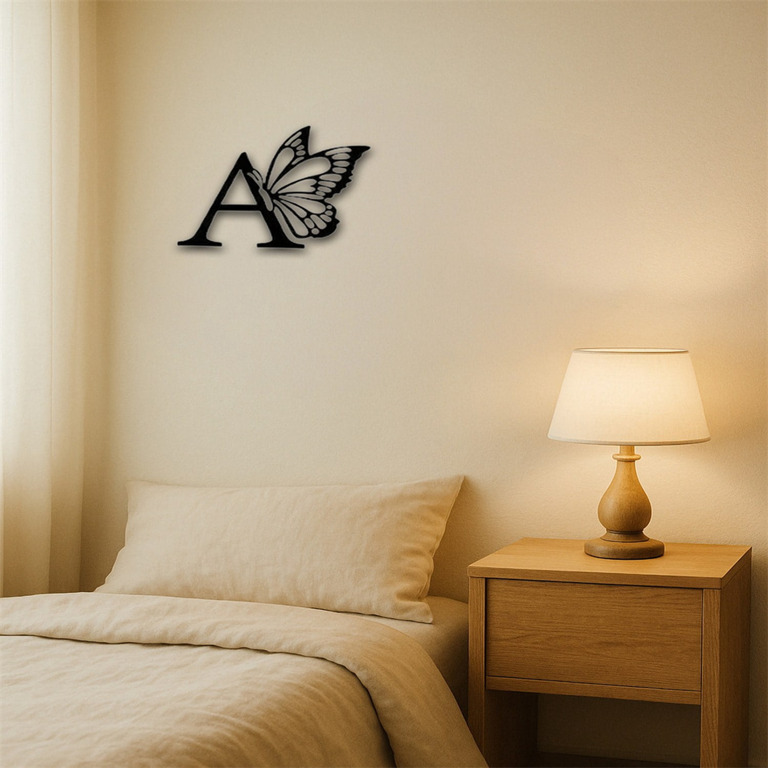 Astoutdoor Iron Butterfly Monogram Wall Art Sign, 12.6 in x 10.63 in, Customizable Letters for Home Decor