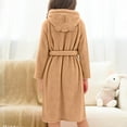 thumbnail image 4 of Cethrio Girls Bathrobes, Long Sleeve Warm Fleece Winter Sleepwear Robes with Belt Khaki Size 10-12, 4 of 6