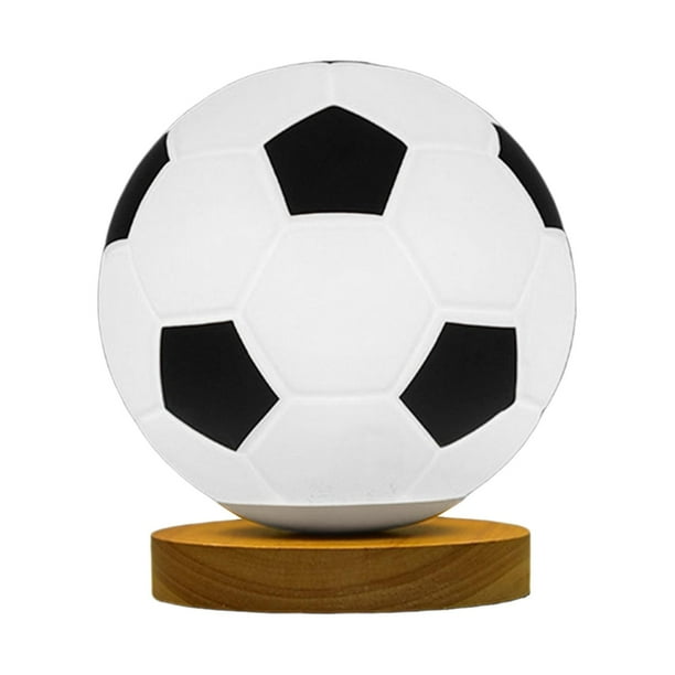 Lámpara de fútbol 3D, pequeña lámpara de mesa, luz nocturna con base de madera, atenuación USB, estado de ánimo Base plana