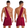 thumbnail image 3 of Aislor Men's ancient Greek God Costume Roman Gladiator Tanga Caesar Party Fancy Dress Bodysuit Burgundy L, 3 of 7
