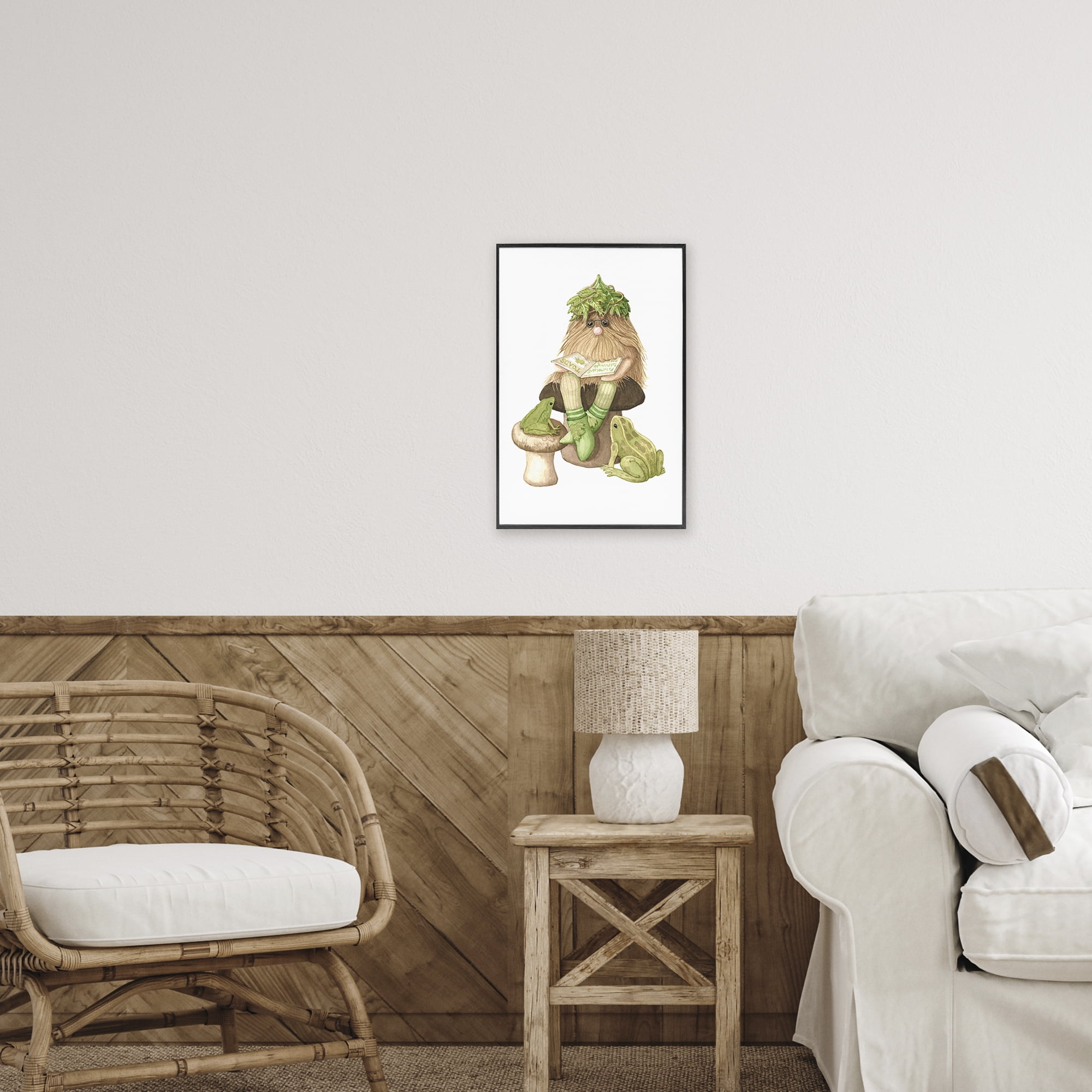 Stupell Industries Garden Elf with Frogs Black Framed Giclee Art, design by Nancy Overton