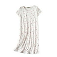 thumbnail image 1 of Gibobby Pijamas para mujer Camisón de algodón para mujer, ropa de dormir, camisa de manga corta, vestido de dormir con estampado informal(Blanco,XL), 1 of 4