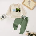 thumbnail image 2 of Ramiter Outfit Boy Baby Boy Cloth Toddler Baby Boy Fall Winter Clothes Graphic Long Sleeve Sweatshirt Pullover Tops + Joggers Pants Outfit Set(Khaki,18-24 Months), 2 of 5