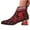 Red, variant on Womens Fashion Floral Embroidery Cowboy Boots Chunky Heel Almond Toe Ankle Boots Western Cowgirl Rhinestone Booties
