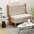 thumbnail image 2 of Andeworld Linen Loveseat Sofa Couch Upholstered Small Loveseat with Rattan Armrest for Living Room,Dining Room（Light Grey）, 2 of 7