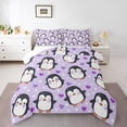 thumbnail image 2 of Manfei Cute Penguin Print Queen Comforter Set, Kawaii Cartoon Love Heart Bedding Comforter Set, Teen Boy Girl Kid Bedding Set, Ultra Soft Home Decor, 3pcs, 2 of 8