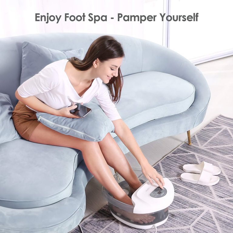 MaxKare Foot Spa/Bath Massager with Heat, Bubbles & Vibration 3 in 1  Function, 16 Massage Rollers Soaker Digital Temperature Control Pedicure  Bath for Feet Home…