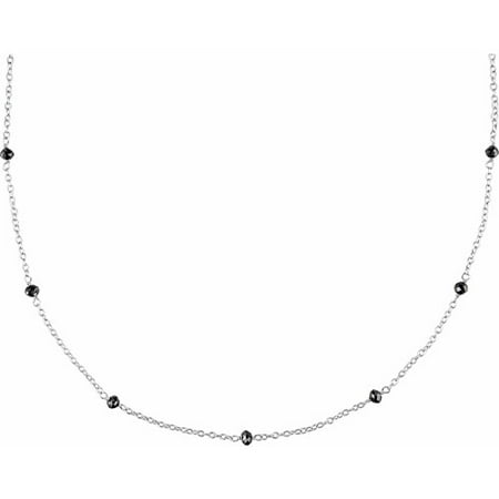1 Carat T.W. Black Diamond Bead Sterling Silver Necklace, 18