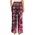 thumbnail image 4 of QATAINLAV Pajama Pants Women Christmas Casual Elastic Waist Cotton Comfy Pajamas Pant Loose Straight Wide Leg Trousers Loungewear Multicolor S, 4 of 8