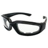 Birdz Eyewear Oriole Padded Motorcycle Glasses (Black Frame/Clear Lens)