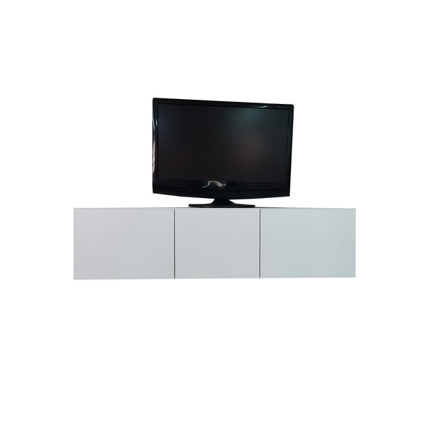 Mueble/repisa Flotante Minimalista para TV con 3 Puertas (Blanco) DECOMOBIL Muebletv/3puertas-BA