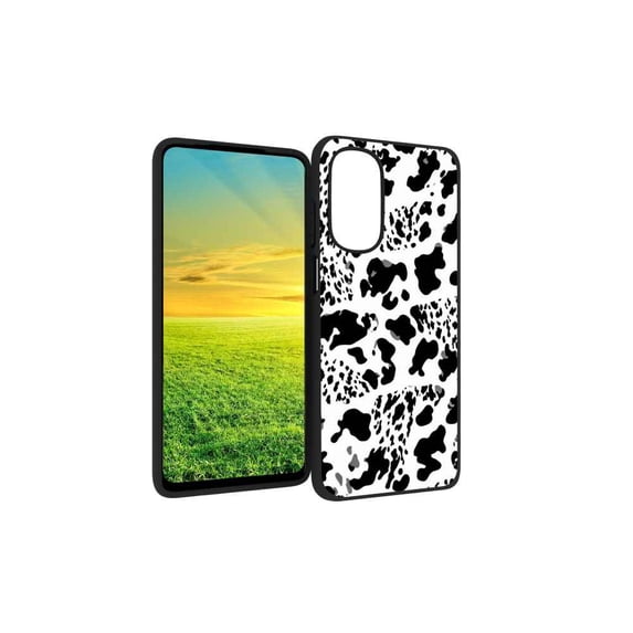 Compatible with Motorola Moto G Stylus 5G 2022 Phone Case, Cow-Print-Abstract-Art-Black-White-Pink-Cute49 Case Men Women, Flexible Silicone Shockproof Case for Motorola Moto G Stylus 5G 2022