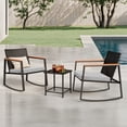 thumbnail image 3 of Asofer 3 Pieces Patio Bistro Wicker Chairs , All-Weather Outdoor Rattan Conversation Set with Glass Table for Lawn, Poolside, Porch, 3 of 9