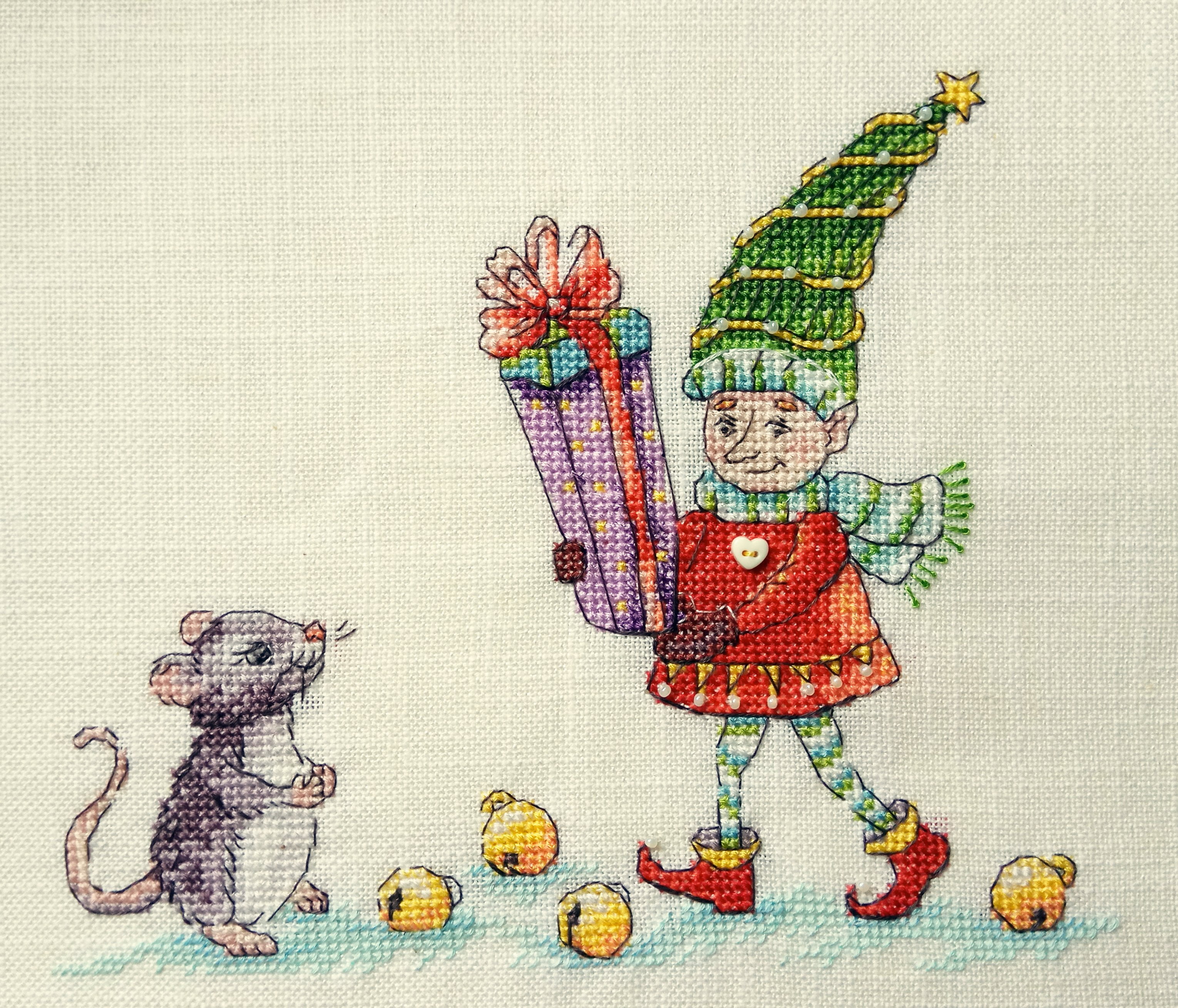 Counted Cross-Stitch Kit Gift from the Mouse PR-23 Needlework Blue Canvas Cotton By NeoCraft