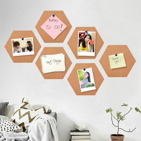 FESTFENDS Message Cork Board Hexagon Shape 7.9x6.9x0.2in