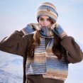 thumbnail image 3 of Xinwanna 3Pcs/Set Women Winter Hat Scarf Gloves Set Thickened Velvet Lining Knitting Hat Long Scarf Touch Screen Gloves Set Winter Accessories (Grey), 3 of 13