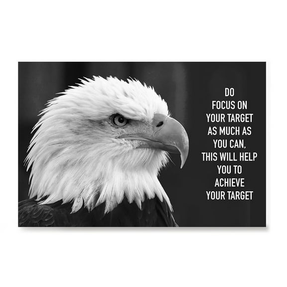EzPosterPrints - Most Popular Eagle Theme Quote Posters - Power Strength Brave Motivational Quotes Poster Printing - Wall Art Print for Home Office - TARGET - 18X12 inches