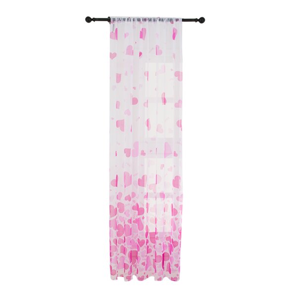 pitrice Love Heart Tulle Voile Curtain Balcony Children's Bedroom Window Balcony Children's Bedroom Window Drape Sheer Rod rsoe red