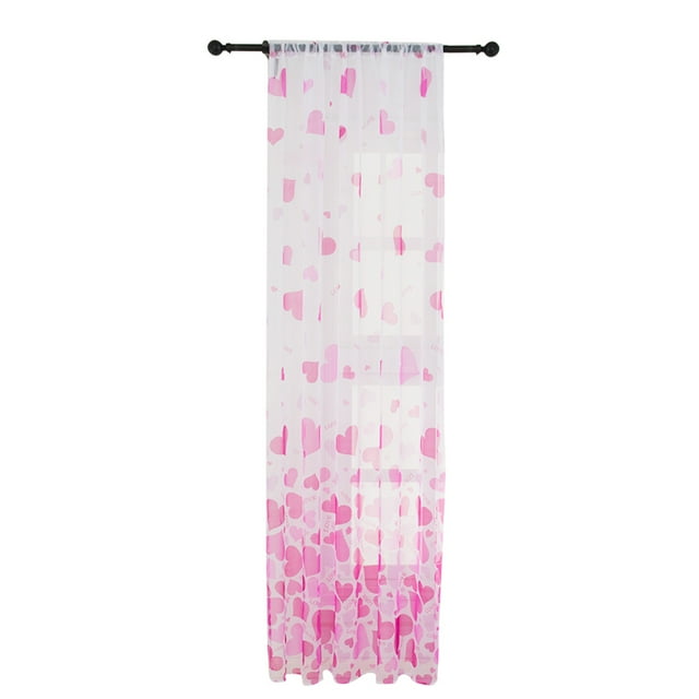 QualitChoice Heart Shape Tulle Voile Door Window Curtain Drape Panel Sheer Valance rsoe red