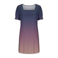 thumbnail image 6 of Up to 30% off Summer Dress, Fashion Women's Printing Sexy Square Neck Short Sleeve Pockets Dresses Casual Comfortable All Occasio(Purple,S), 6 of 6