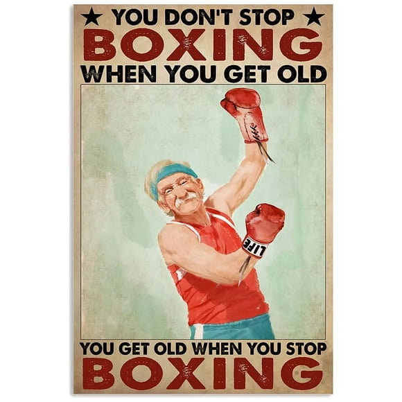 16" x 12" Don't Stop Boxing Metal Sign Vintage Bar Home Wall Decor Sign Funny Cave Sign