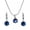Dark Blue, variant on 925 Silver Plated Wedding Shinny Bridal Jewellery Earrings Necklace Set-Dark Blue