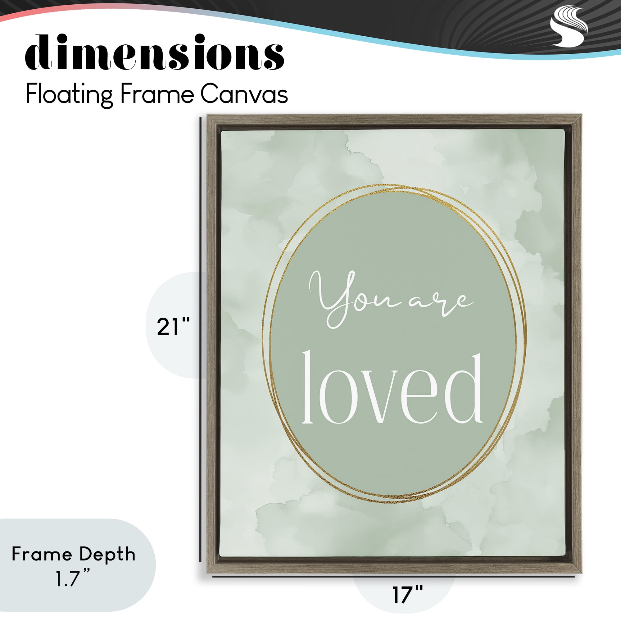 Stupell Industries Green Golden Affirmation Brown Framed Floater Canvas Wall Art, design by Christine Simpson Art