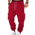 thumbnail image 2 of Men's Winter Work Pants with Multi-Pocket Design, Sweatpant Comfort for Casual Sports, Outdoor Activities, and Daily Wear (Warm & Functional),Red S, 2 of 5