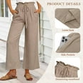 thumbnail image 4 of SWQZVT Pants for Women Wide Leg Linen Pant Summer Casual Palazzo Khaki Flowy Pants with Pocket Drawstring Loose Lightweight Pants for Womens Clothes Trousers Adjustable Waisted Slacks, 4 of 10