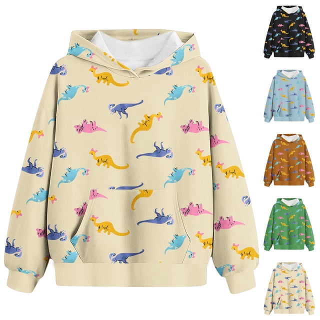 QIPOPIQ Sweat à Capuche Graphique pour Filles Manches Longues Pull Taille 3-14 Ans Vêtements Enfants Liquidation