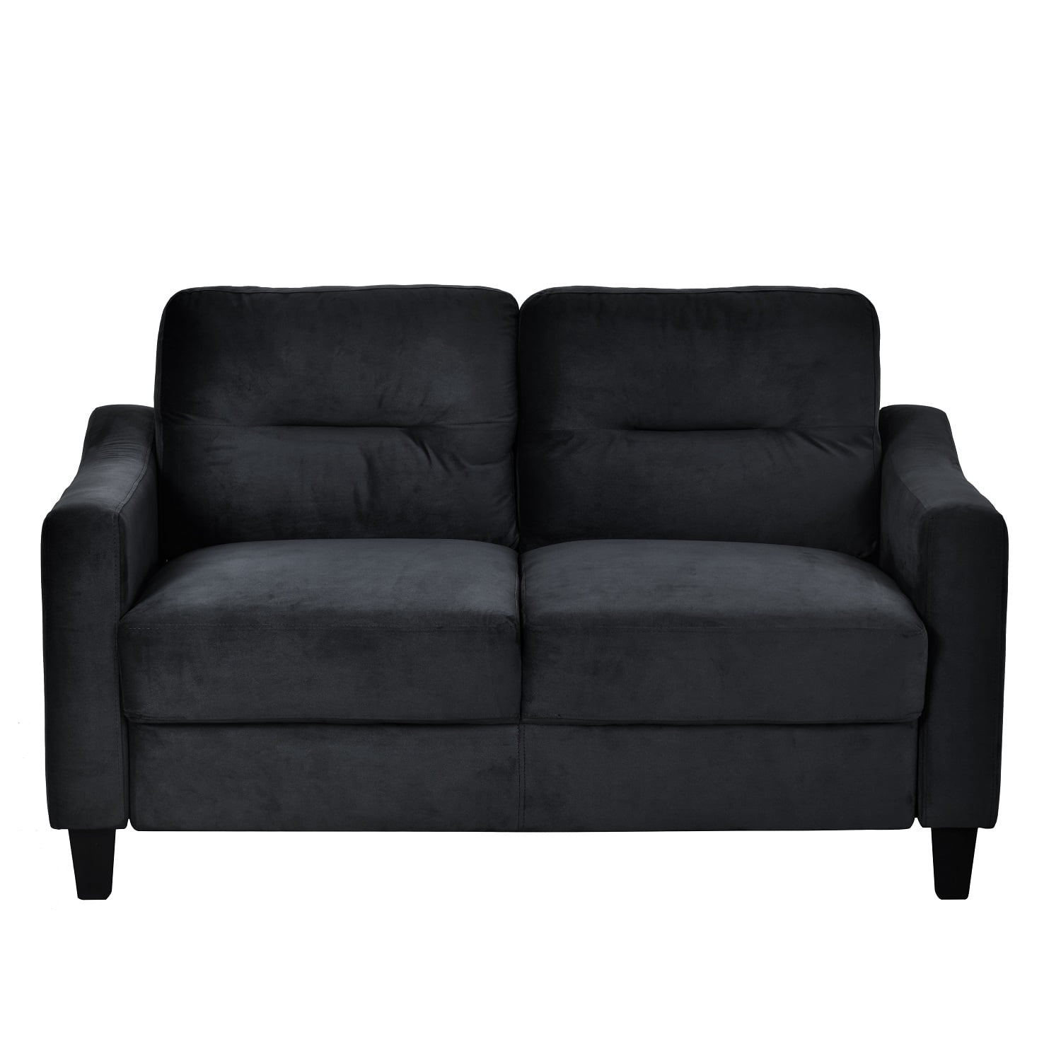 MOONMISS Velvet Loveseat Sofa Couch with Upholstered Cushion for Small Space Living Room Bedroom Office,Black