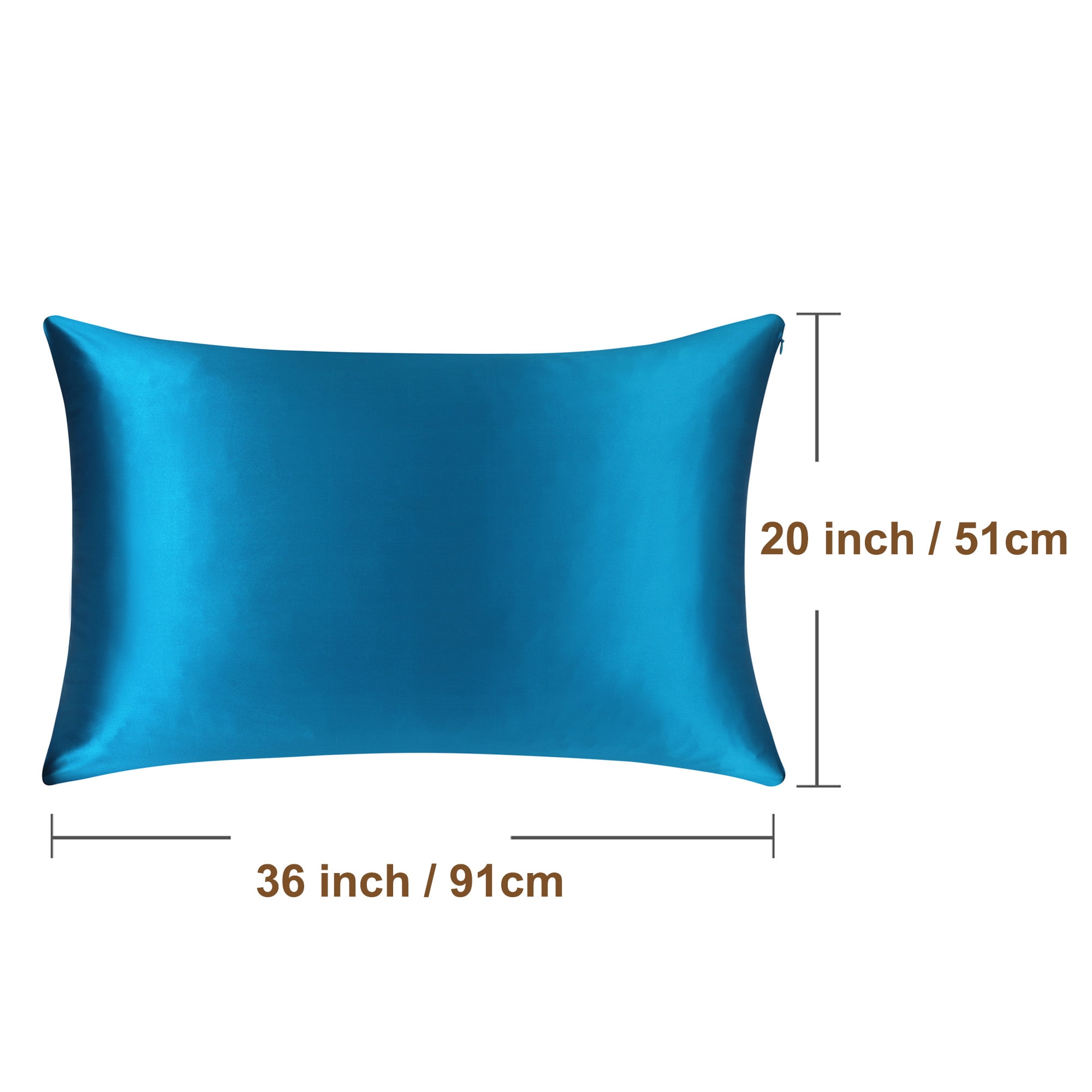 REGALWOVEN Silk Pillowcase Travel Silk Pillow Cover for Hair and Skin with Zipper Closure, Peacock Blue 14" x 20"