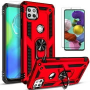 Motorola One 5G Ace Case, [Not fit for Motorola Moto One 5G/ Moto G 5G], With [Tempered Glass Screen Protector Included], STARSHOP Drop Protection Ring Kickstand Cover- Red