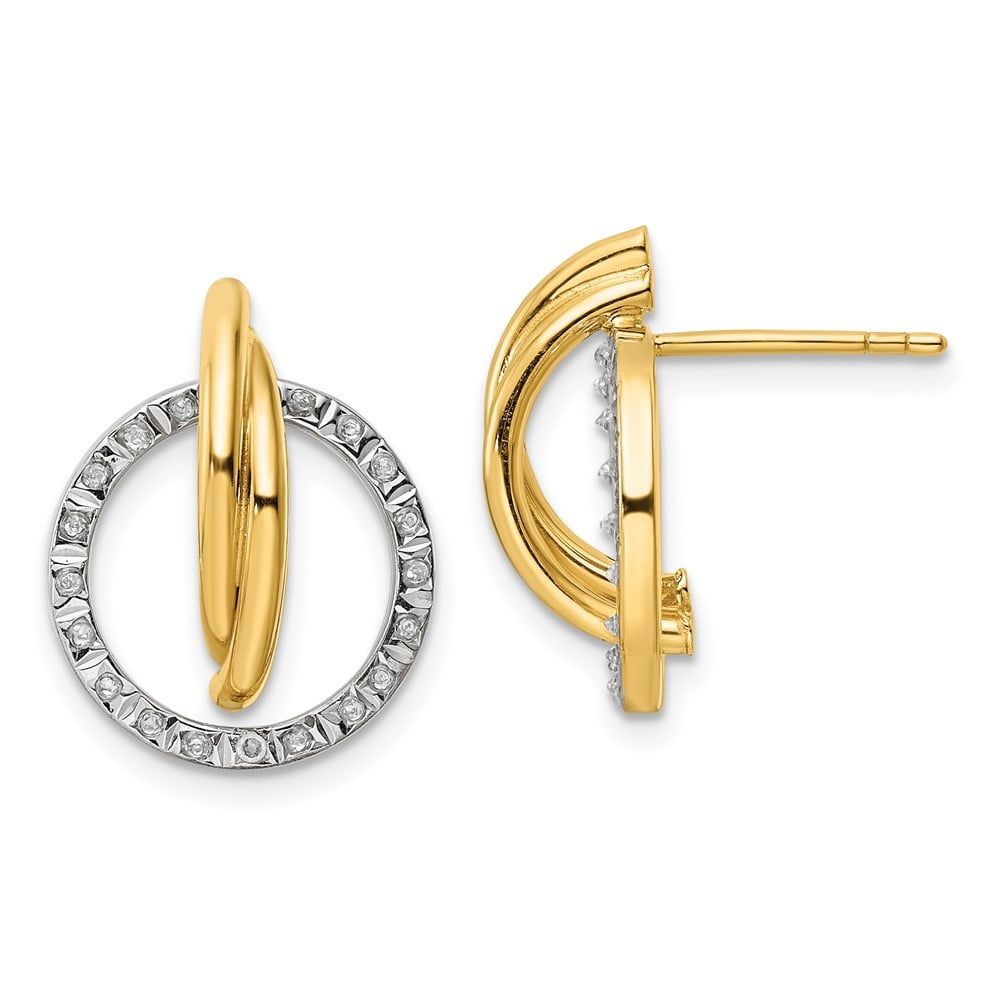 Diamond2deal Sterling Silver Gold Plated Diamond Stud Earrings For Women Walmart Com