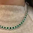 thumbnail image 3 of 18CT Oval Cut Lab Created Emerald Women's Tennis Necklace 14K White Gold Finish, 3 of 3