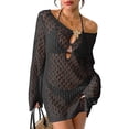 thumbnail image 2 of Tauxra Robe de Plage à Manches Longues pour Femmes, Robe de Plage Modelante Bikini Haut Blouse Tunique, Robe Maxi à Manches Longues avec Style Élégant pour Vacances, 2 of 4