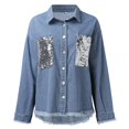 thumbnail image 4 of Vedolay Jackets for Women Jean Jacket for Women Fashion Casual Long Sleeve Button Down Coat,Blue L, 4 of 5