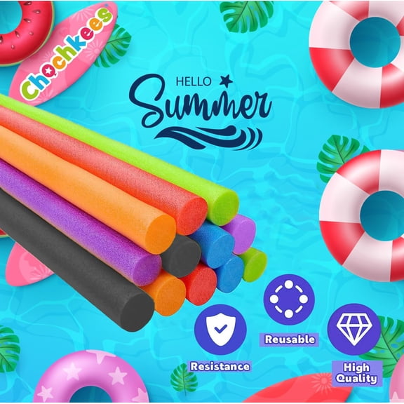 Floating Pool Noodles Foam Tube, Thick Noodles for Swimming Pool Fun, Assorted Colors, 52 Inches Long