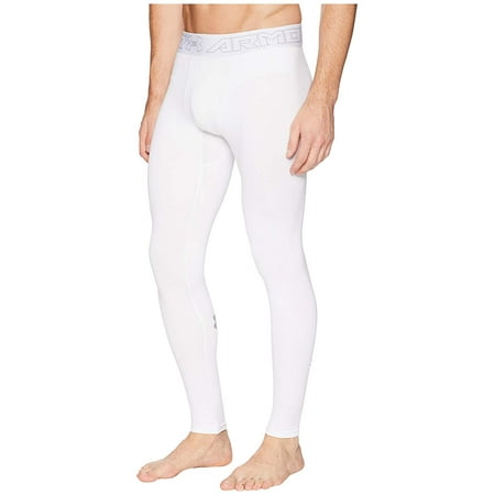 Under Armour Men's UA ColdGear Compression Leggings, White/Steel - SM