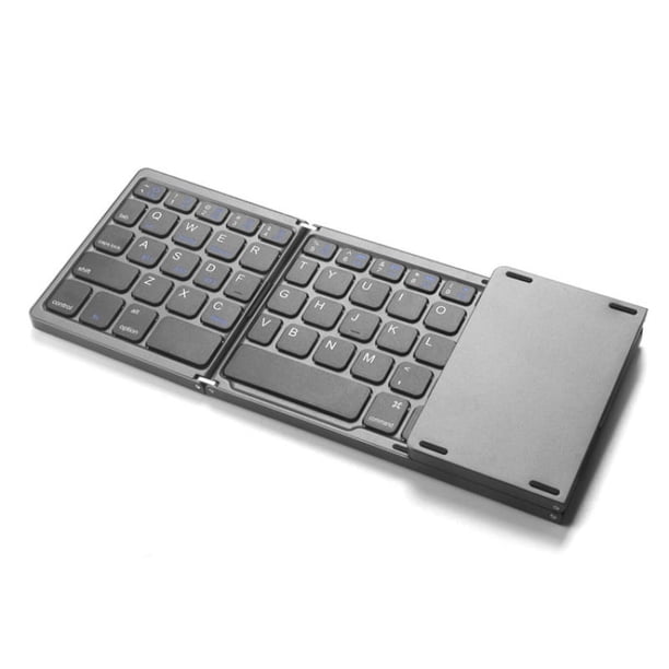 Teclado Bluetooth plegable, teclado inalámbrico plegable con teclado numérico, tableta con teclado recargable y multidispositivo (gris)