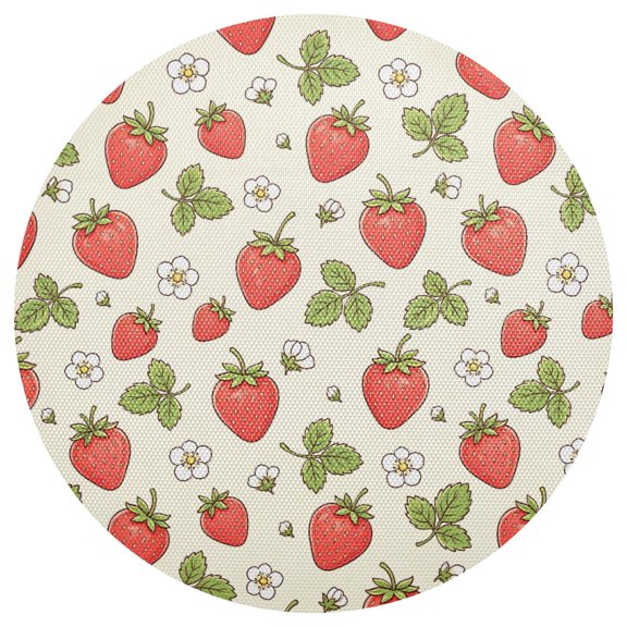 Strawberry Round Placemats Set of 6 Woven Non-Slip Washable Heat Resistant Table Mats 15.4 Inch for Kitchen Dining Decor